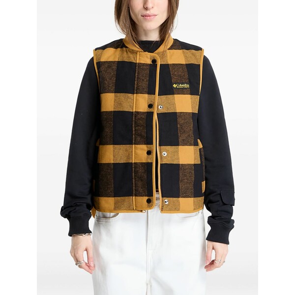 コロンビア レディース 厚地の外套 アウター Reversible checked vest Yellow