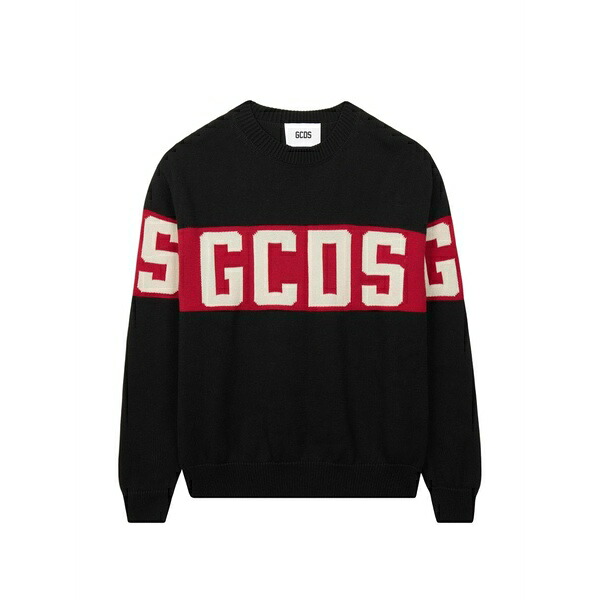 ジーシーディーエス メンズ ニット&セーター アウター Band logo wool sweater Black｜asty