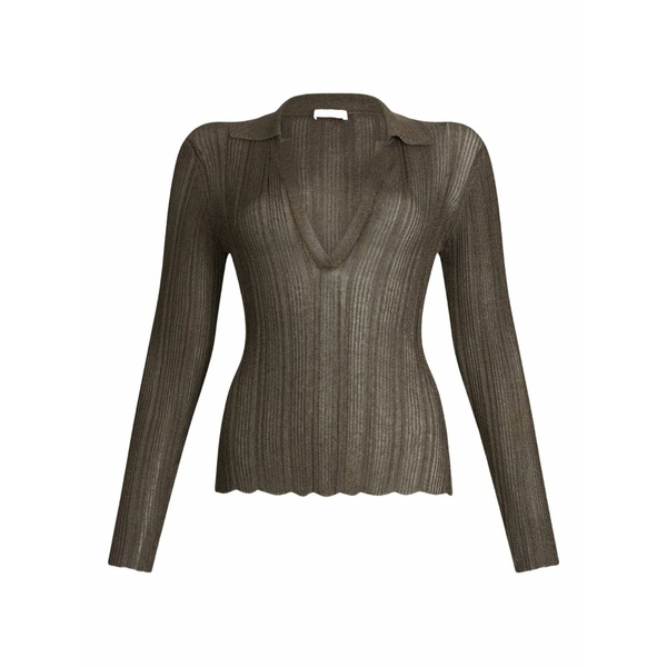 リュージョー レディース スポーツシャツ トップス Lurex芒 polo top Green