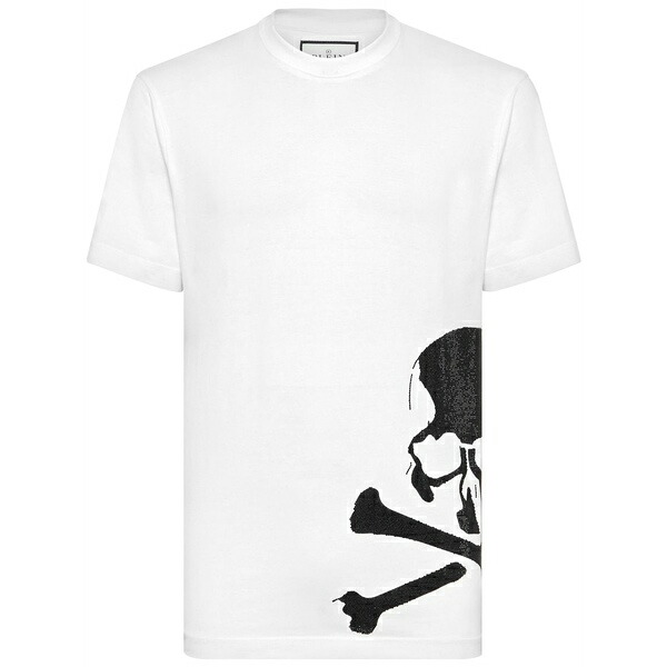 フィリッププレイン メンズ Tシャツ トップス Skull-print cotton t-shirt White｜asty