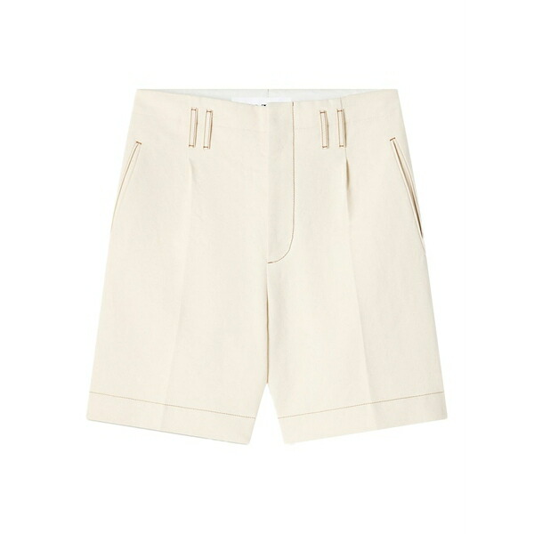 ランバン メンズ カジュアルパンツ ボトムス Topstitch cotton shorts Neutrals|asty