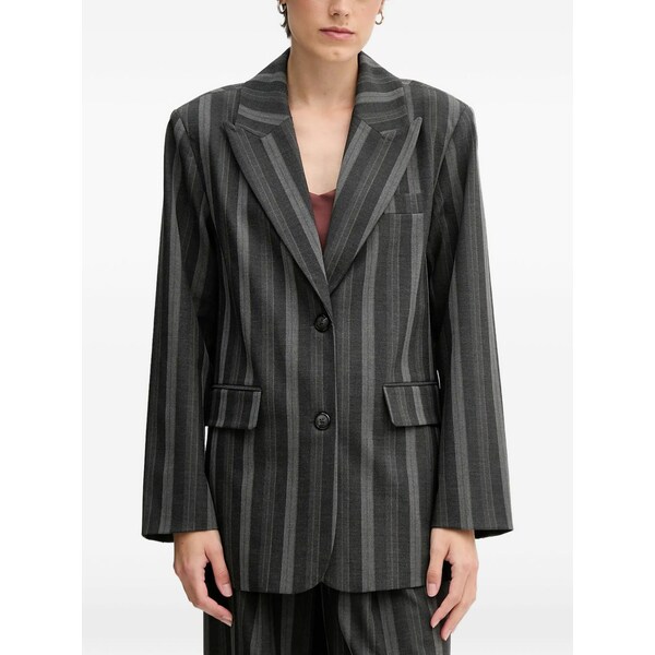 モス モッシュ レディース シャツ トップス Striped button blazer Grey|asty