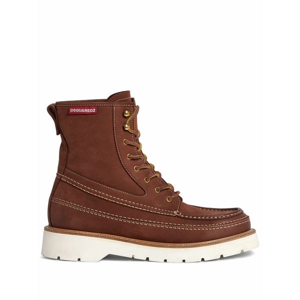 ディースクエアード メンズ ブーツ シューズ Raised-seam leather boots Brown