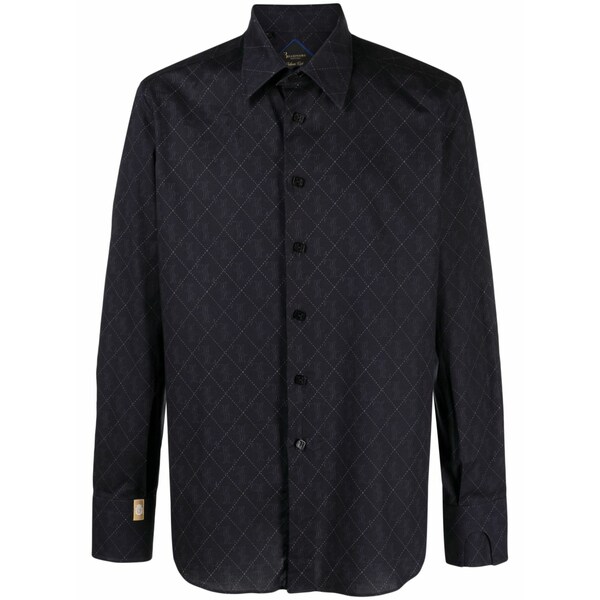 ビリオネア メンズ シャツ トップス Monogram-print cotton shirt Black｜asty