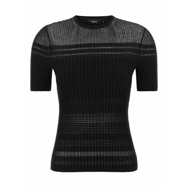 行動論理 レディース プルオーバー トップス Ribbed crew-neck t-shirt Black