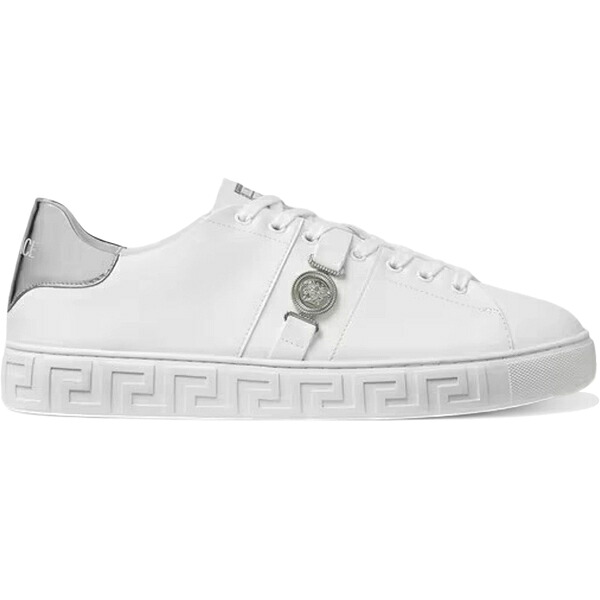 Versace ヴェルサーチ メンズ スニーカー  【Versace Greca White Silver La Medusa Embellished】  サイズ US_7(25.0cm) White/Silver