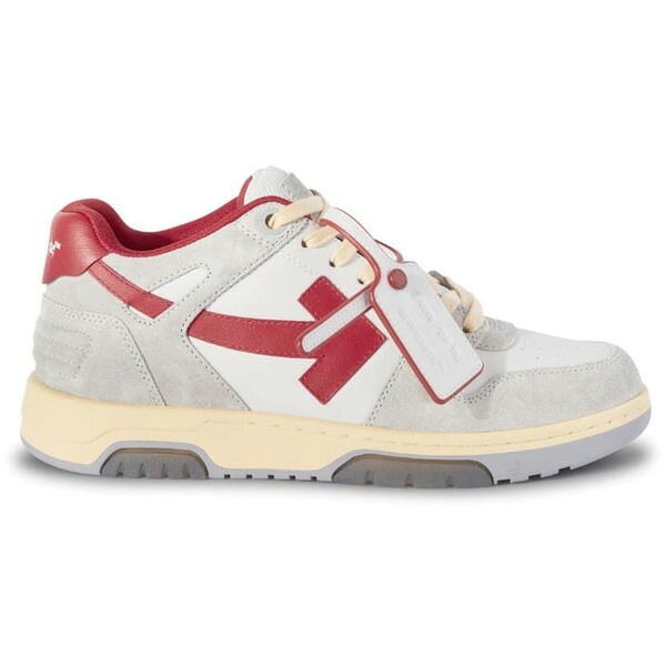 OFF-WHITE オフホワイト メンズ スニーカー 【OFF-WHITE Out Of Office OOO Low Tops Light Grey Red】 サイズ US_7(25.0cm) Light Grey/Red/White｜asty