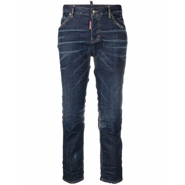 ディースクエアード レディース デニムパンツ ボトムス Low-rise cropped jeans Blue|asty
