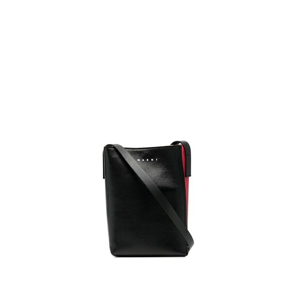マルニ メンズ ショルダーバッグ 御徒面子 Logo-print single-strap shoulder bag  Black