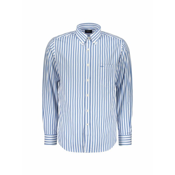 ポールアンドシャーク メンズ シャツ トップス Striped long-sleeve shirt White|asty
