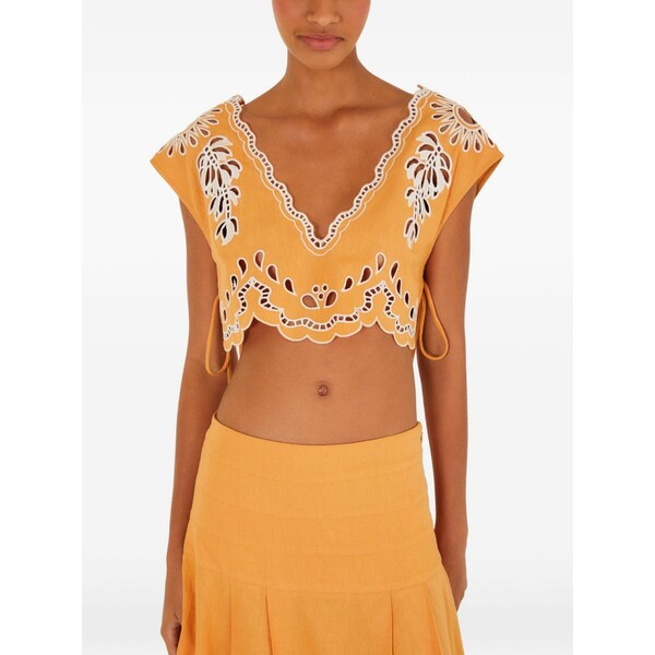 耕園 リオ レディース プルオーバー トップス Openwork top Orange