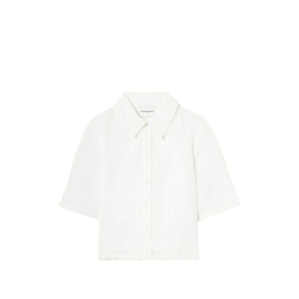 クローディピエルロ レディース プルオーバー トップス Lace-trim shirt White
