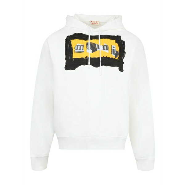 マルニ メンズ パーカー・スウェットシャツ アウター Graphic-print hoodie White
