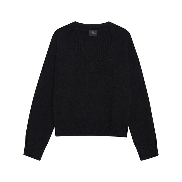 アニービン レディース 編み物\u0026プルオーバー アウター Lee v-neck cashmere jumper Black