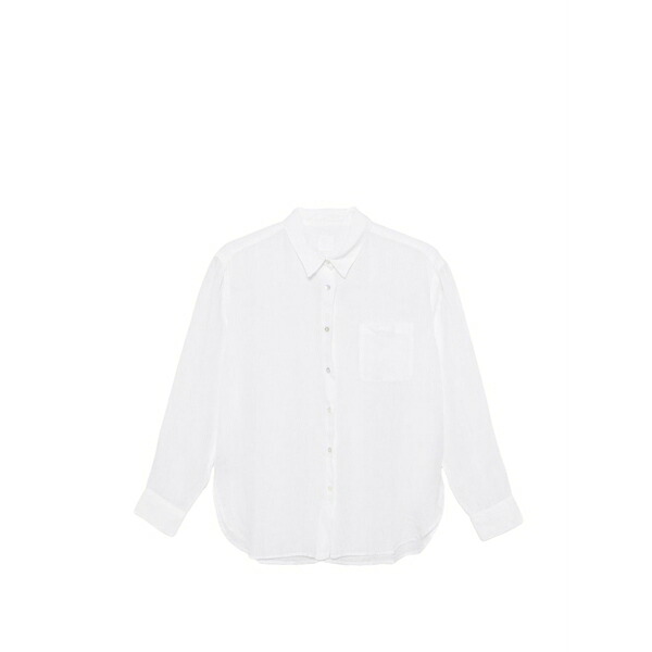 １２０％リノ レディース プルオーバー トップス Patch-pocket button-up shirt White