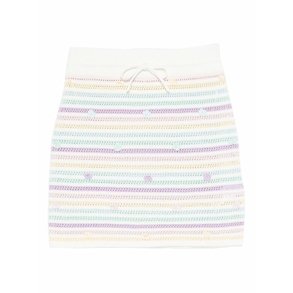 カサブランカ レディース スコート ボトムス Striped floral-embellished skirt White スカート-ボトムス
