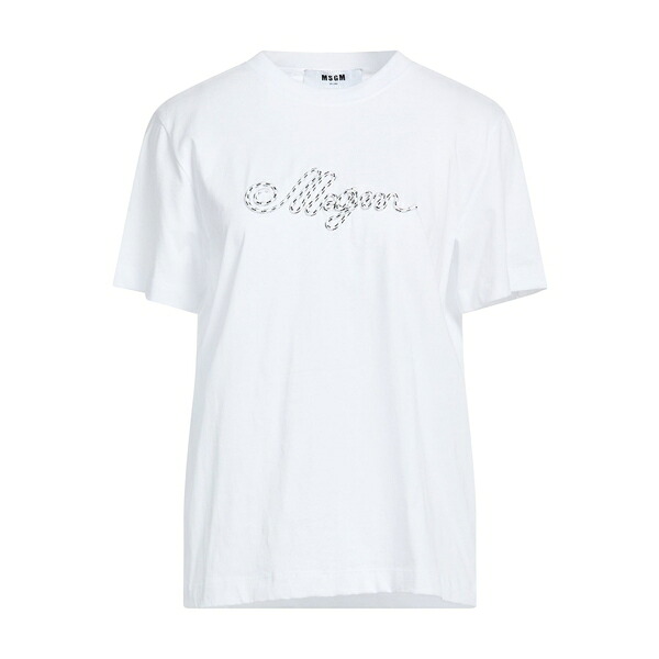 【送料無料】 エムエスジイエム レディース Tシャツ トップス T-shirts White