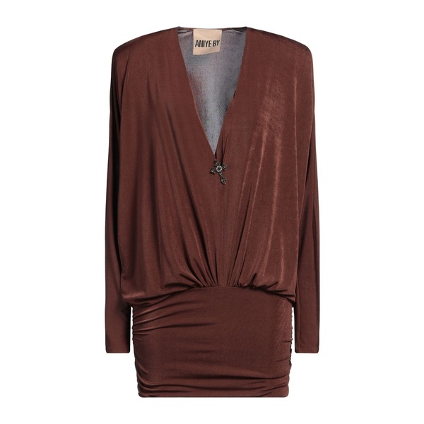 【送料無料】 アニエバイ レディース ワンピース トップス Mini dresses Brown
