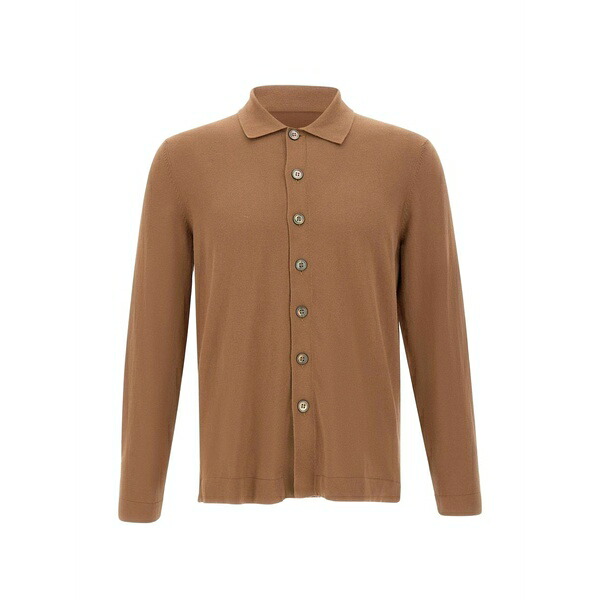 グランサッソ メンズ ジレー アウター Buttoned long-sleeve shirt Brown