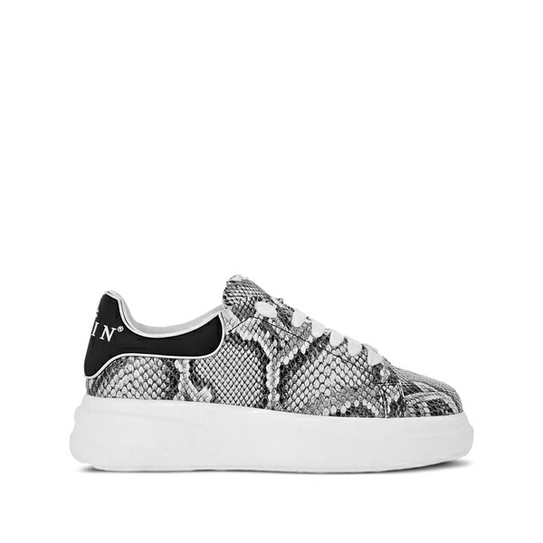 フィリップ飾り気の無い メンズ スニーカー シューズ Roccia python-print low-top sneakers White
