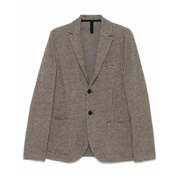 ハリスワーフロンドン メンズ ジャケット&ブルゾン アウター Houndstooth-pattern blazer Brown|asty