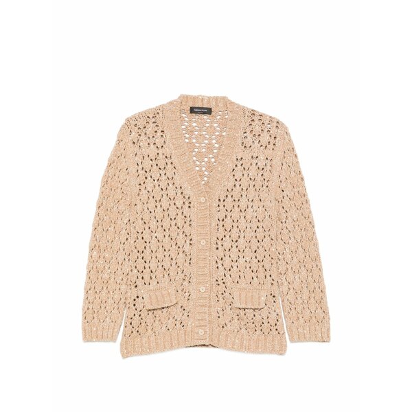 ファビアナ フィリッピ レディース ジレー アウター Openwork flap-pockets cardigan Neutrals