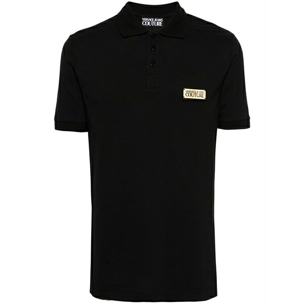 呼びりん探し回る メンズ スポーツシャツ トップス Logo-plaque piqu?? polo shirt Black