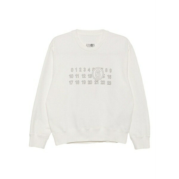 マルタンマルジェラ レディース 編み物\u0026プルオーバー アウター Logo-print cotton sweatshirt White