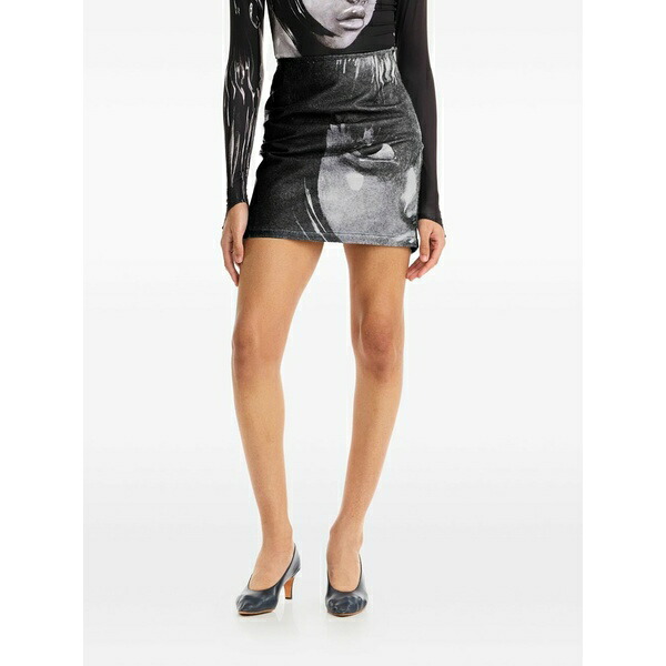 メイジー ワイレン レディース スカート ボトムス Portrait-print mini skirt Black