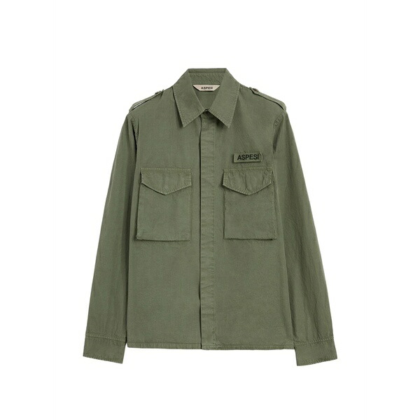 アスペジ メンズ プルオーバー トップス Chest-pocket shirt Green