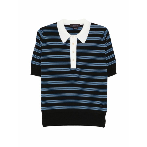ウェールズ ボナー メンズ スポーツシャツ トップス Striped knit polo shirt Brown
