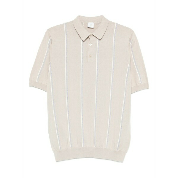 イレブンティ メンズ スポーツシャツ トップス Striped short-sleeve polo shirt Neutrals