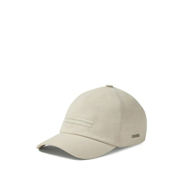 ゼニア メンズ 帽子 アクセサリー Ivory oasi linen baseball cap Neutrals|asty