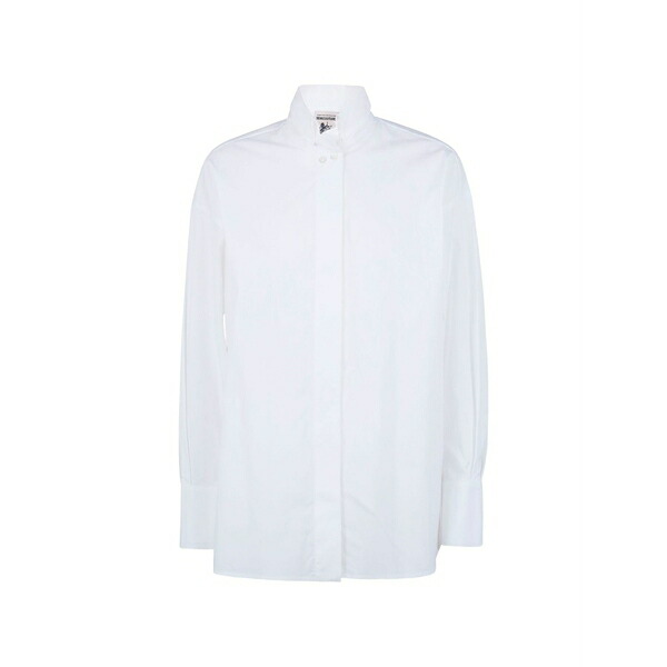 セミクチュール レディース シャツ トップス High-neck long-sleeve shirt White