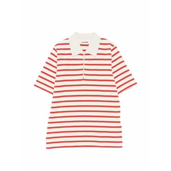 ジル・サンダー レディース スポーツシャツ トップス Striped zip-up polo shirt Neutrals