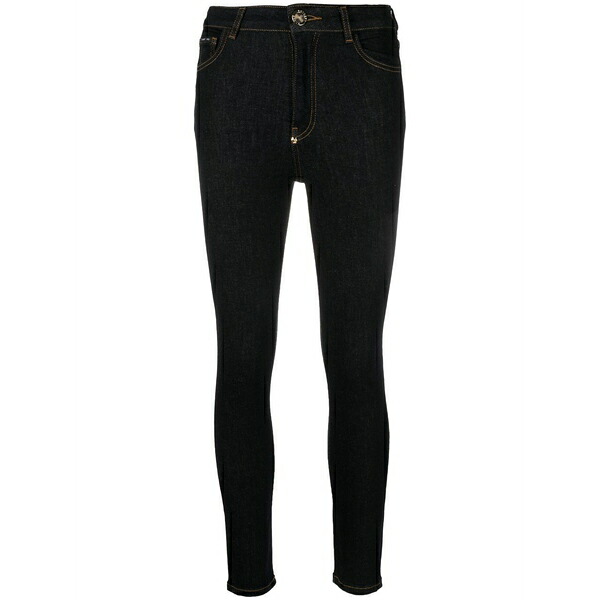 フィリッププレイン レディース デニムパンツ ボトムス Skull embroidered logo skinny jeans Blue｜asty 56,540円