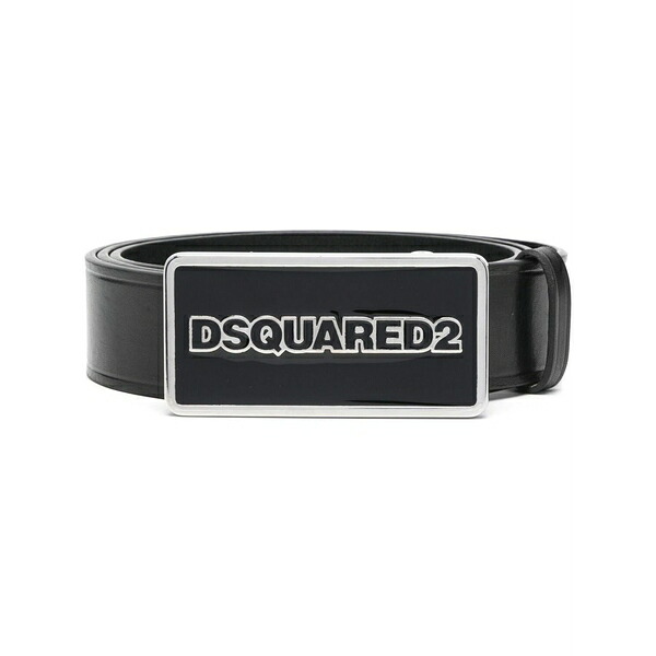 ディースクエアード メンズ 胴締め 佩び物 Logo-buckle leather belt Black