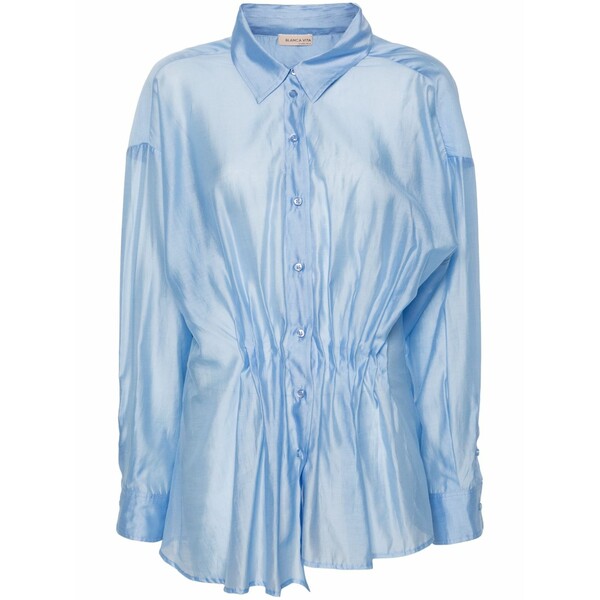 ブランカ ヴィータ レディース シャツ トップス Pleated spread-collar shirt Blue