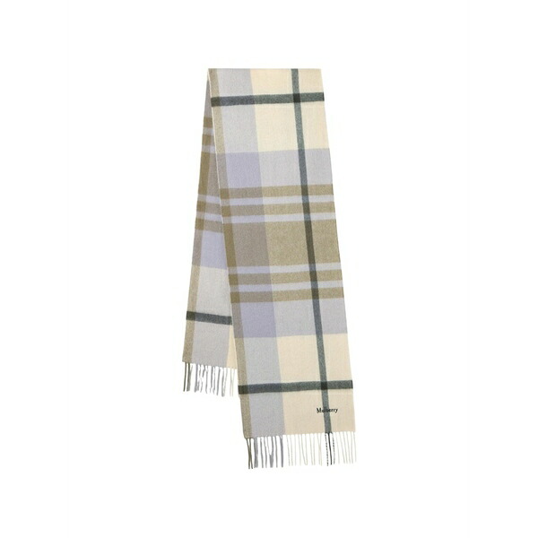 マル木の実 メンズ 消音装置・袈裟・えり巻き 添え物 Check-pattern fringed-details merino wool scarf Neutrals