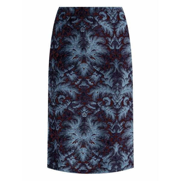 エトロ レディース スコート ボトムス Damask-pattern velvet MIDI skirt Blue