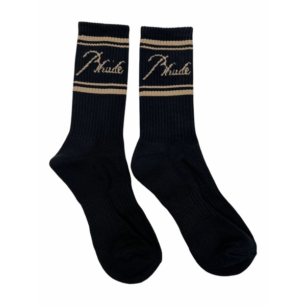 ルード メンズ ソックス アンダー御召しもの Logo striped socks Black
