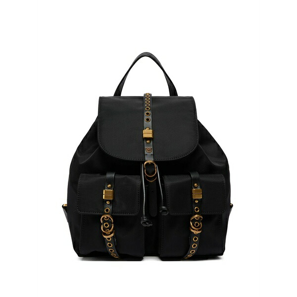 ピンコ レディース うしろ側容器に並べる・背嚢 御徒面子 Flap-pockets backpack Black
