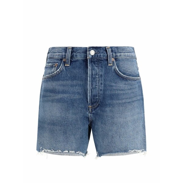 アゴルド レディース 心地好いズボン下 ボトムス Frayed denim shorts Blue