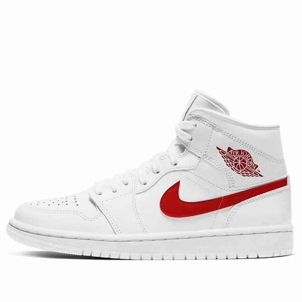 Air Jordan ジョーダン レディース スニーカー White 【(WMNS) Air Jordan 1 Mid \u0027White University Red\u0027 BQ6472-106】  大きさ US_W_10