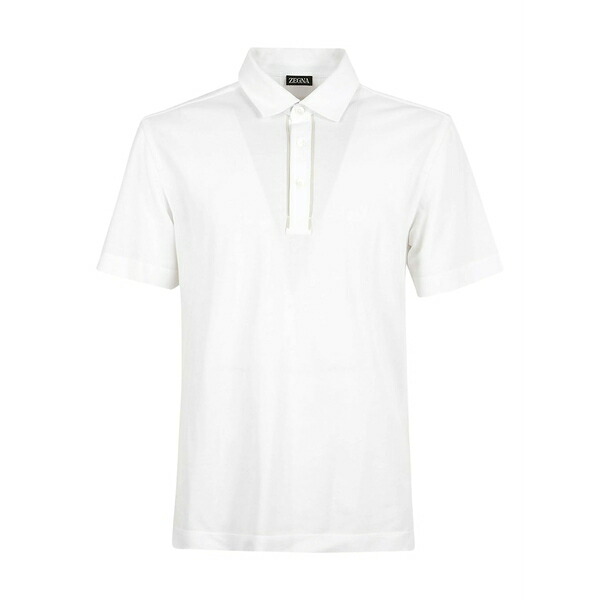 ゼニア メンズ ポロシャツ トップス Buttoned piped-trim polo shirt White｜asty