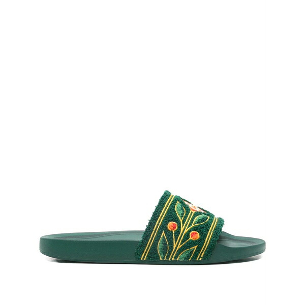 カサブランカ メンズ サンダル シューズ Floral-embroidered slides Green|asty