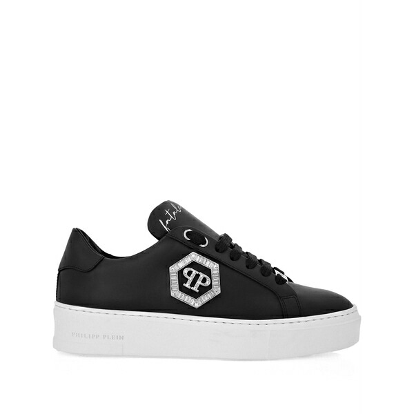 フィリッププレイン レディース スニーカー シューズ Logo-plaque low-top sneakers Black｜asty