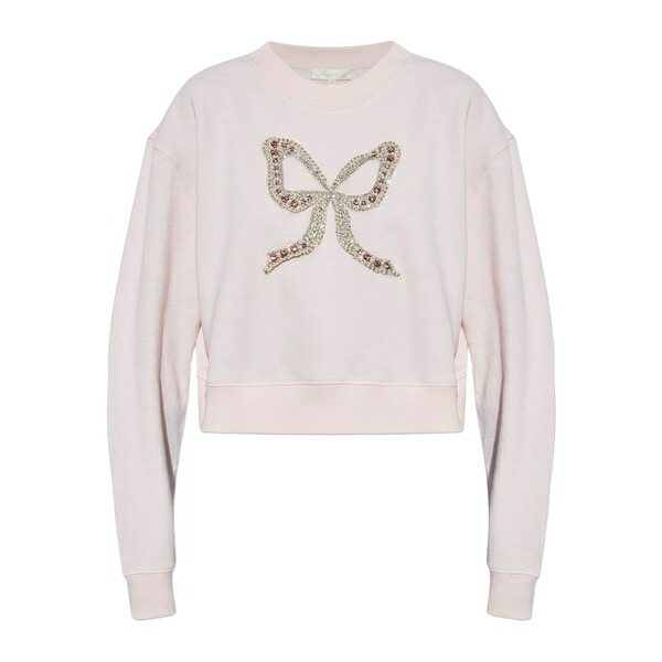ラブスハックファンシー レディース 編み物\u0026スウェーター アウター Bow-embellished sweatshirt Pink