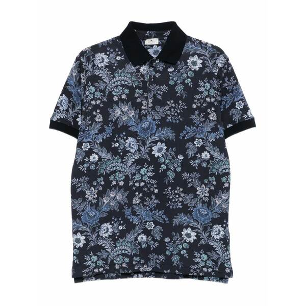 エトロ メンズ ポロシャツ トップス Floral-print polo shirt Blue｜asty