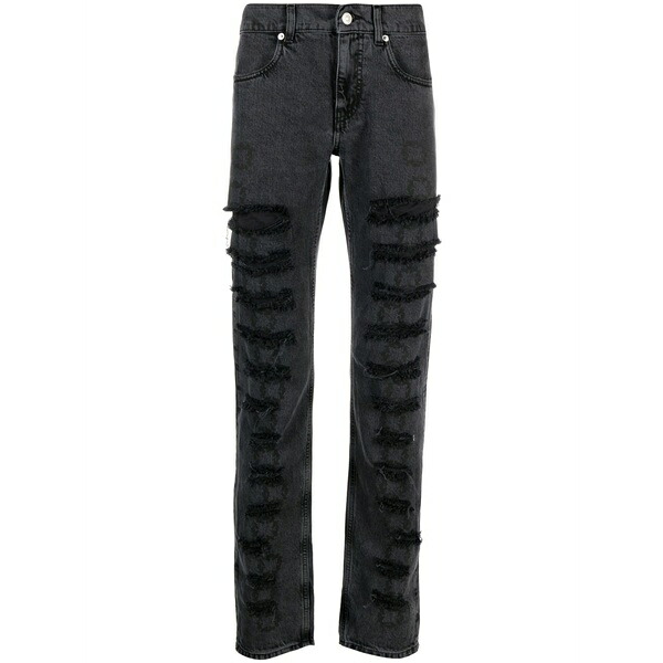 1017 アリクス 9 エスエム メンズ デニムパンツ ボトムス Distressed-effect skinny jeans Black|asty